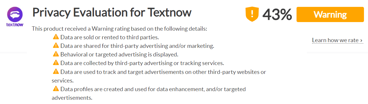 data sold to third parties commonsense’s privacy report for TextNow