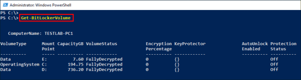 enable bitlocker via powershell