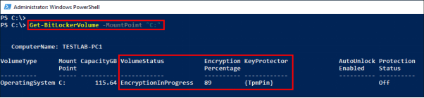 enable bitlocker via powershell