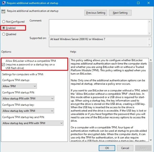 enable bitlocker via group policy