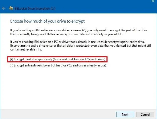 enable bitlocker via settings