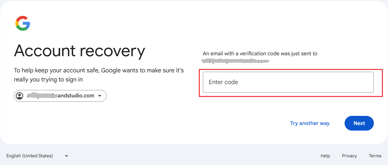 enter the verification code