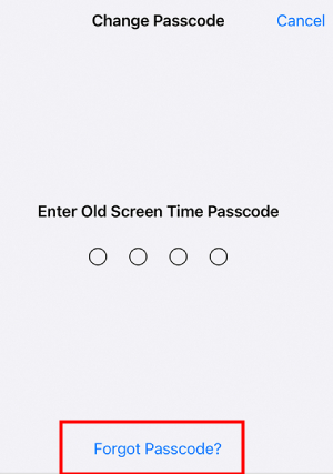 forgot screen passcode button