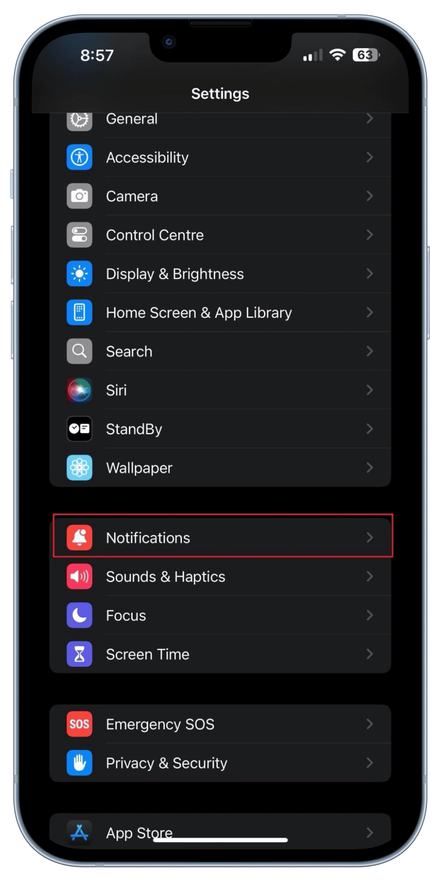 hide notifications from lock screen step 1