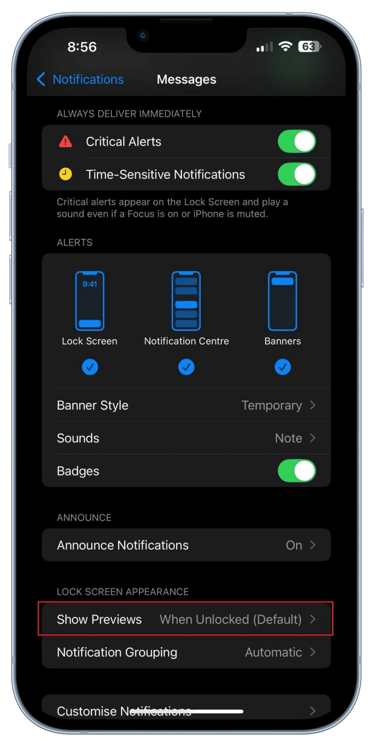 hide notifications from lock screen step 3