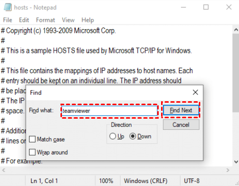 hosts file find teamviewer