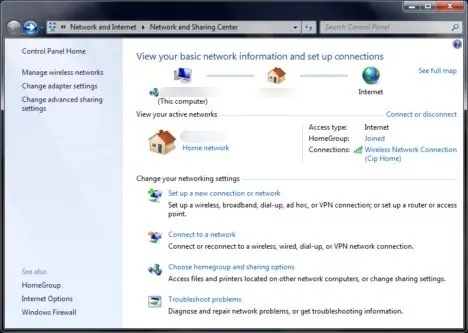 how to open networl and sharing center 06 2 1