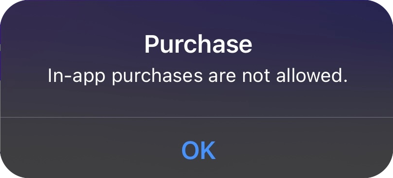 in app purchases not allowed on iPhone