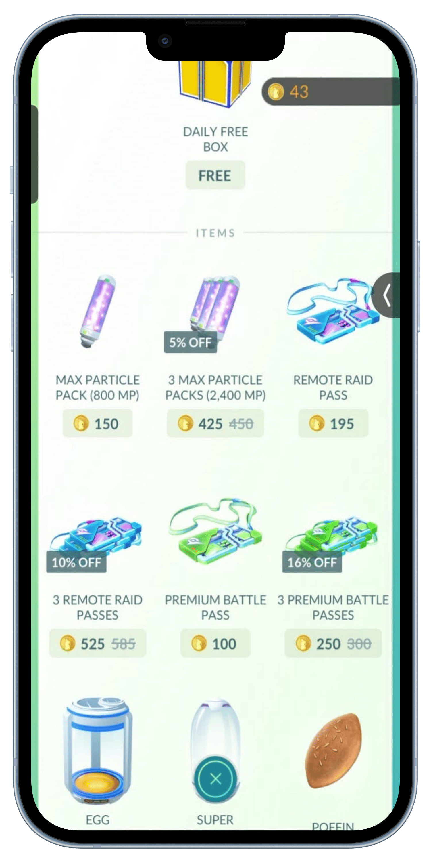 in app purchases items in pokemon go