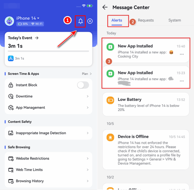 Sofortbenachrichtigungen für neue App-Downloads in AirDroid