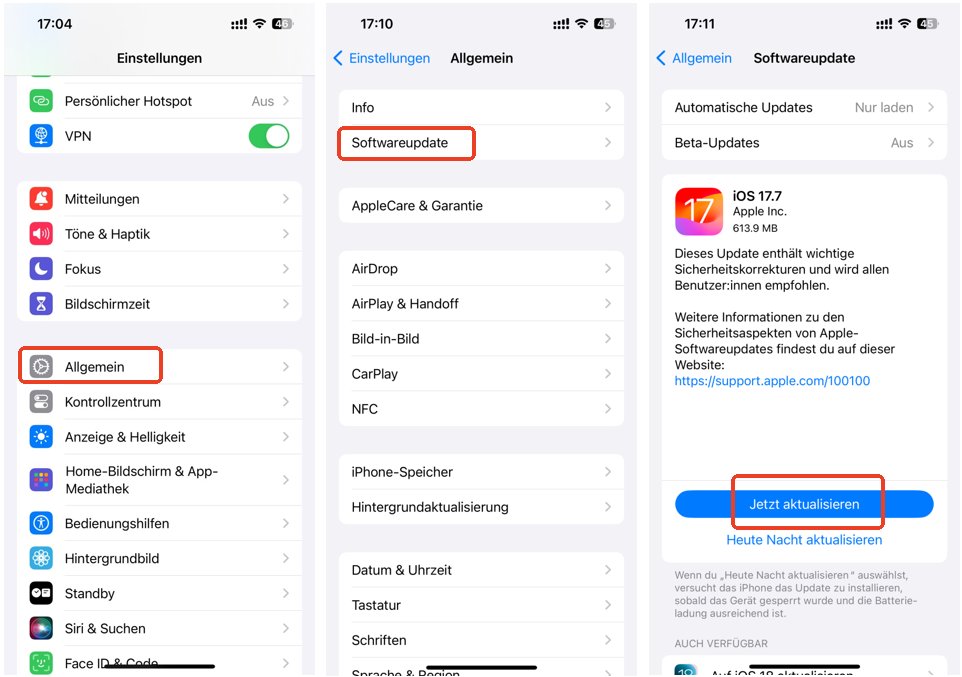 iOS auf die neueste Version aktualisieren