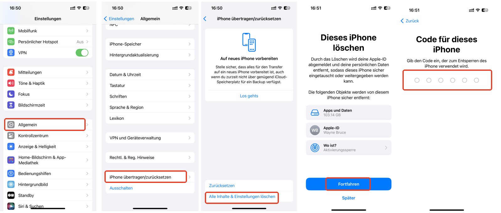 iPhone auf Werkseinstellungen zurücksetzen