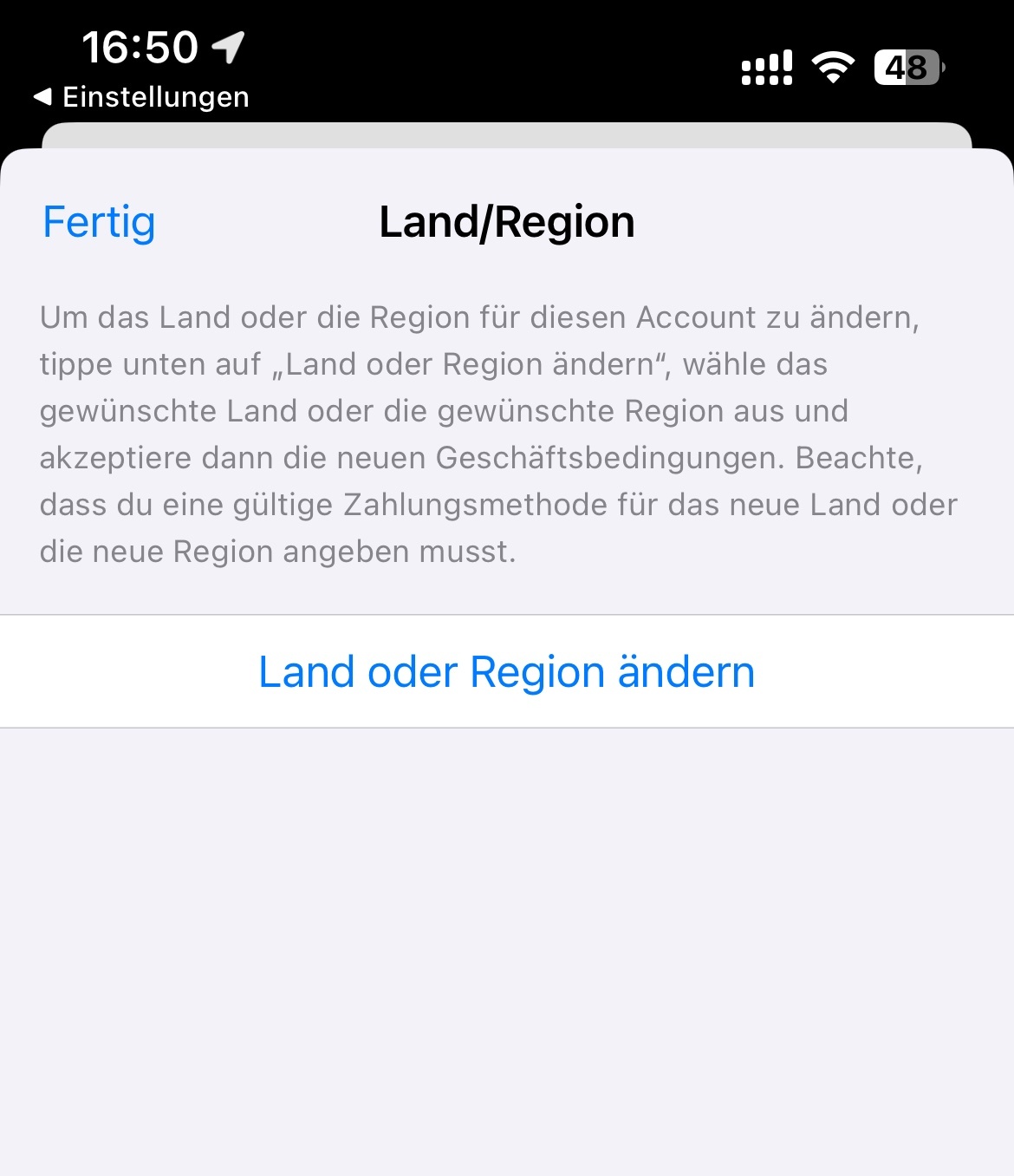 Land oder Region ändern