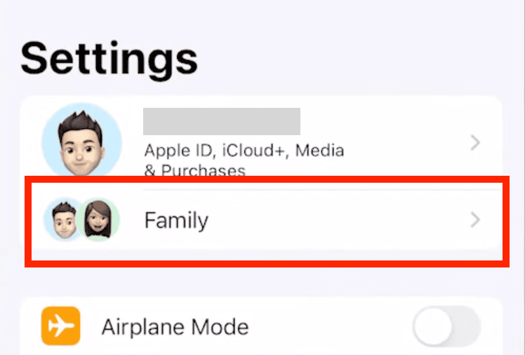 leave the family group through settings step 1