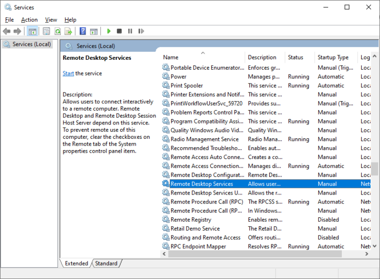 locate remote desktop services