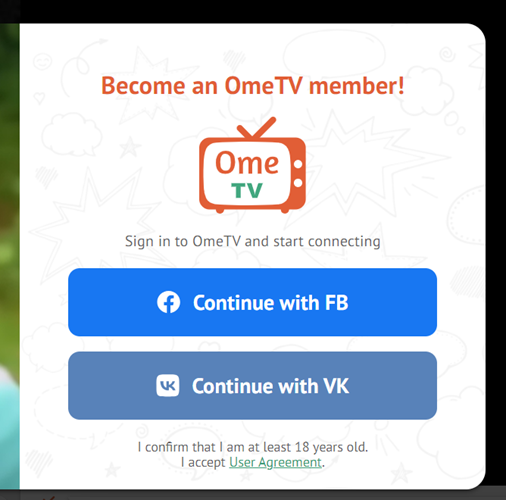 OmeTV sign up page