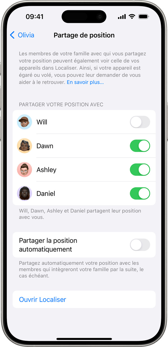 Partage de localisation iPhone