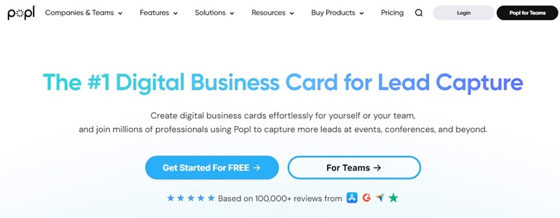 Popl business card website