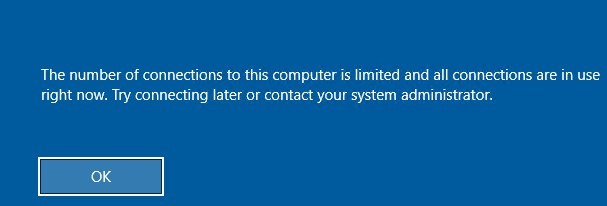 the number of connections to this computer is limited