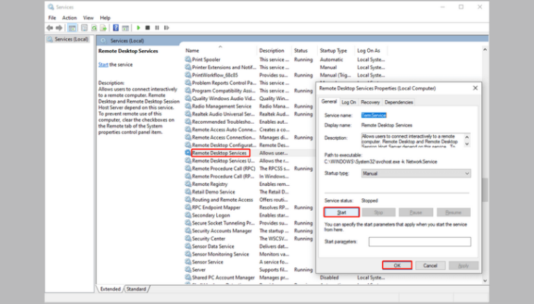 restart remote desktop services