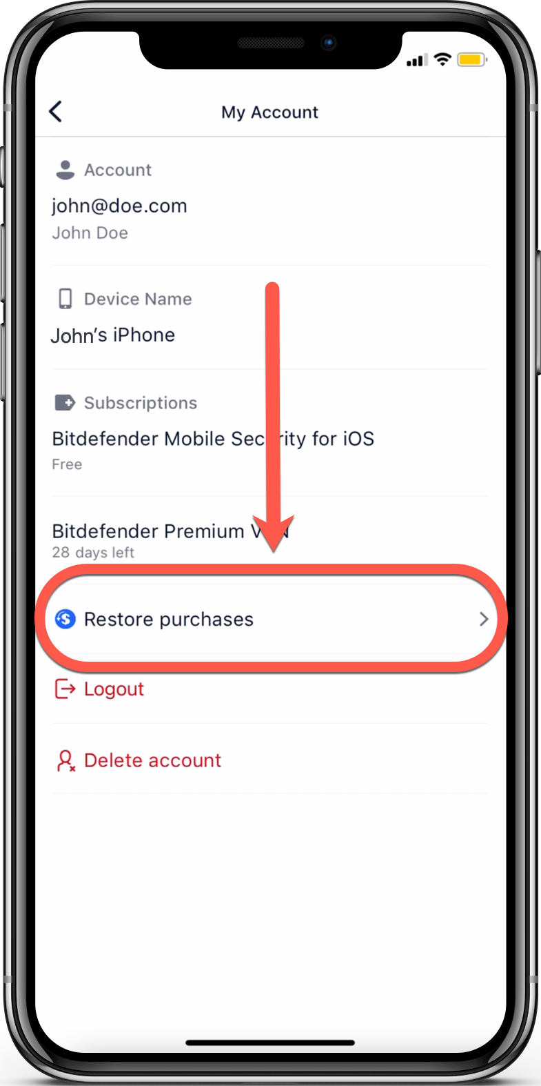 restore iOS purchases