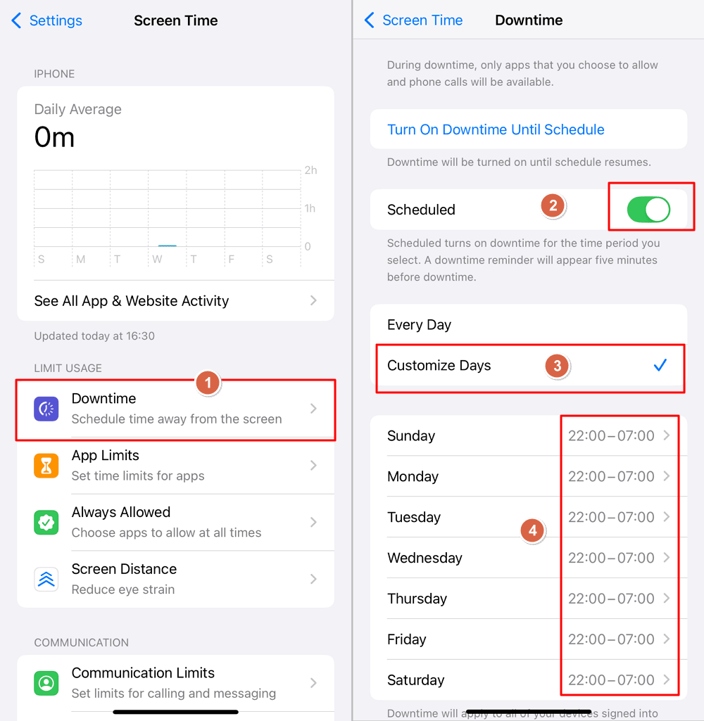 schedule different Downtime for weekdays and weekends