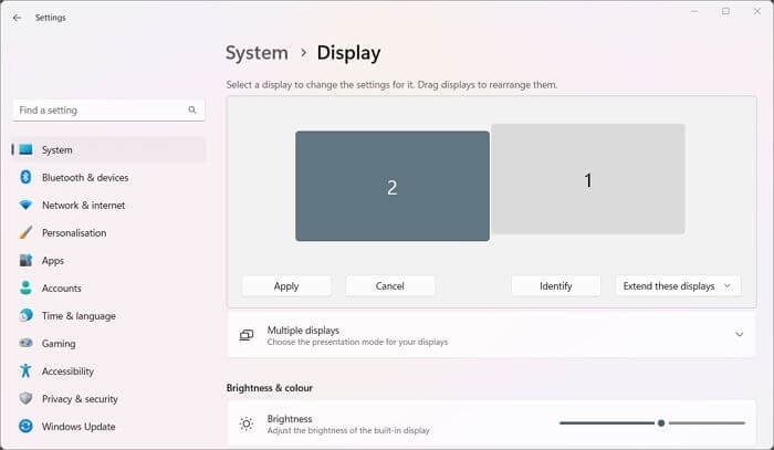 select Display settings