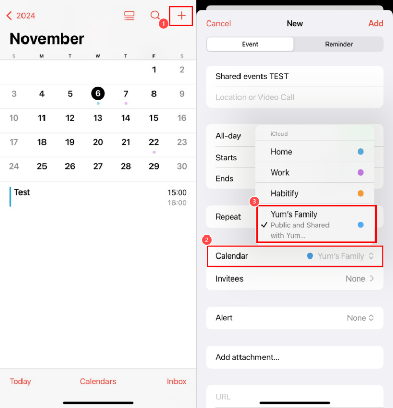 share events in iPhone calendar