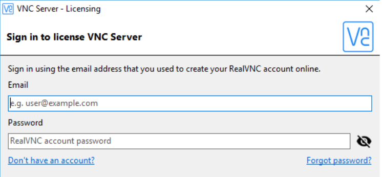 sign in to your RealVNC account