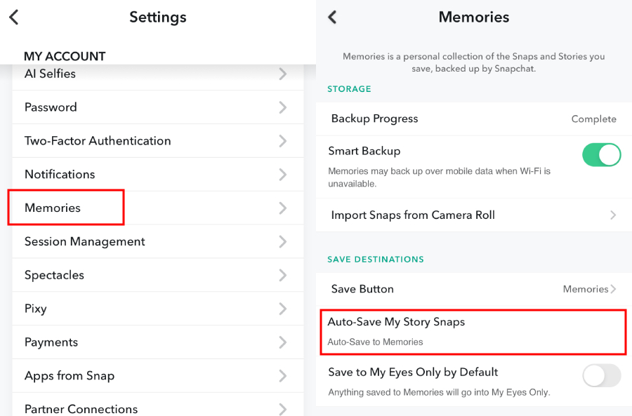 Snapchat auto save my story snaps