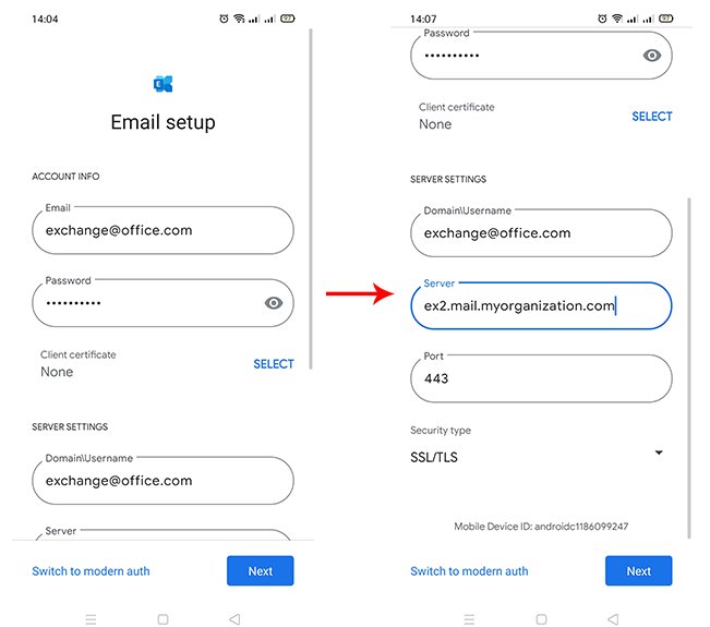 complete the email setup page then click next