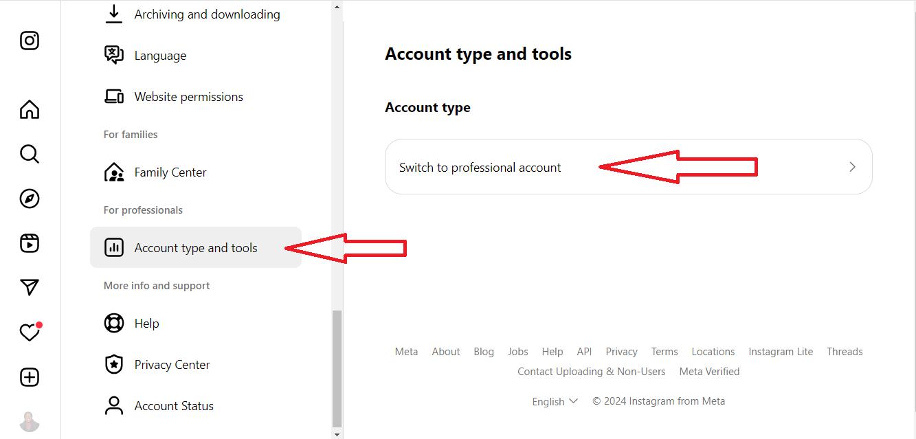 Switch to Instagram Professional account