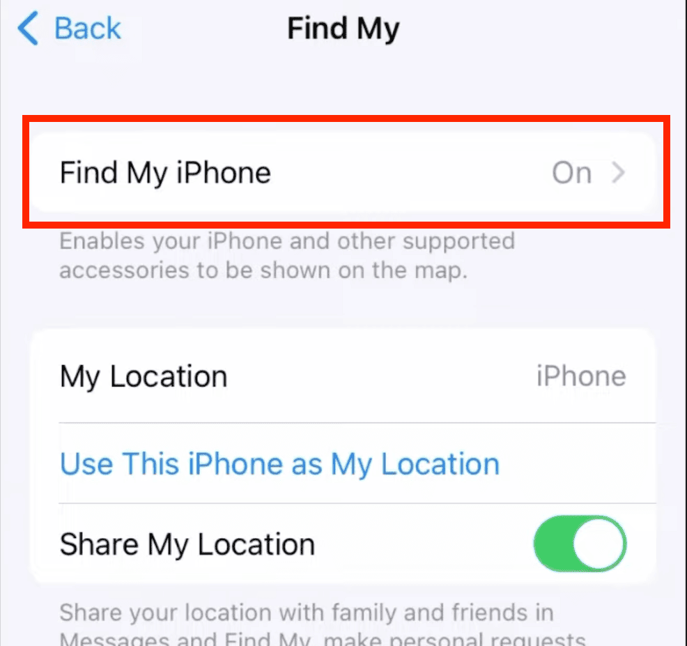 tap on find my iPhone