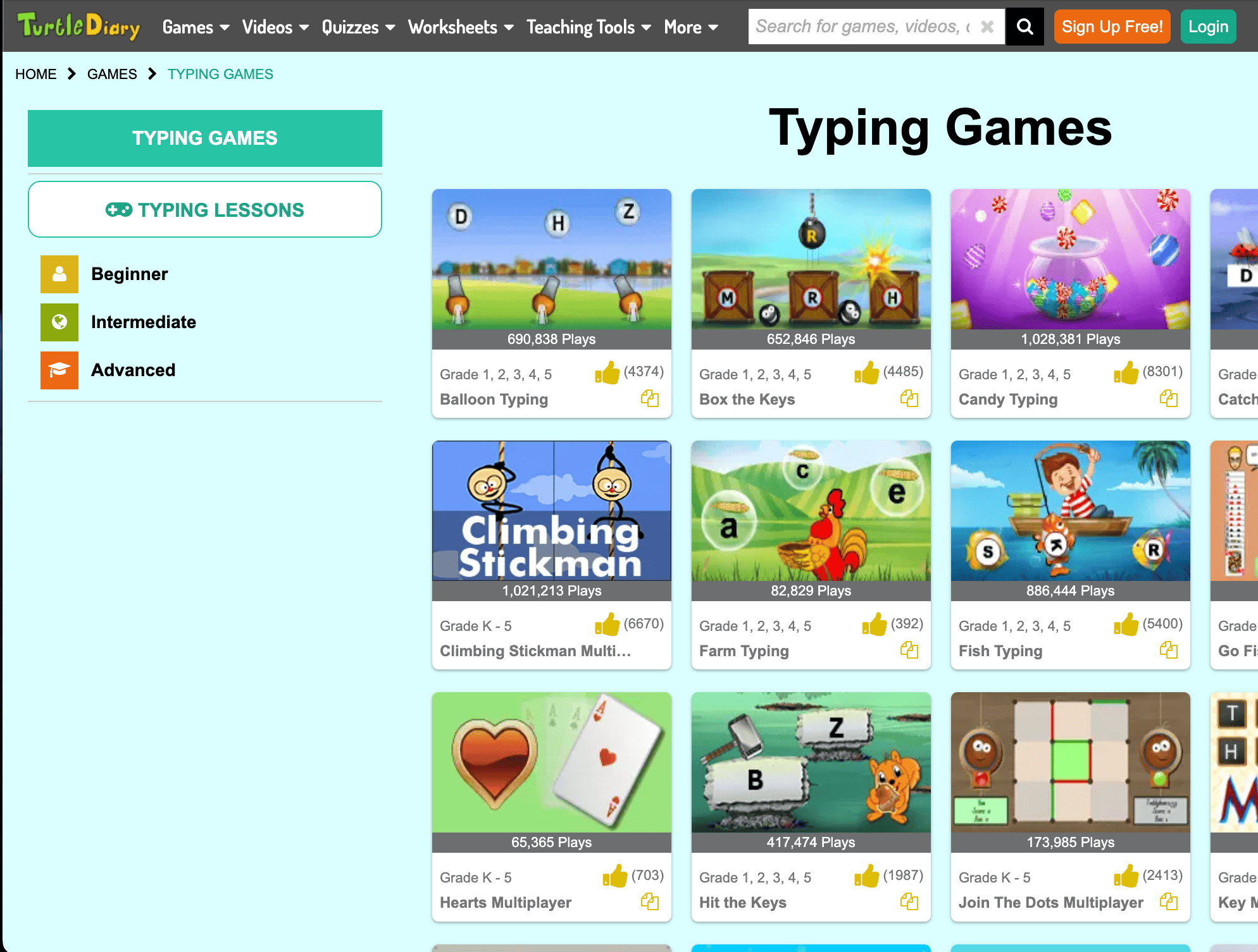 turtle diary typing games