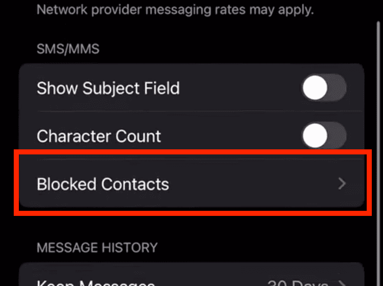 select blocked contacts