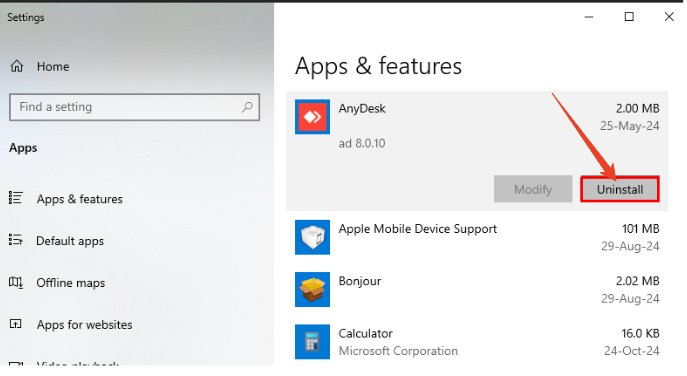 uninstall anydesk
