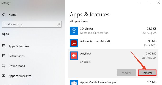 uninstall anydesk