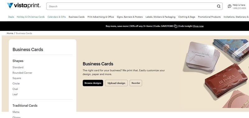 VistaPrint business card website