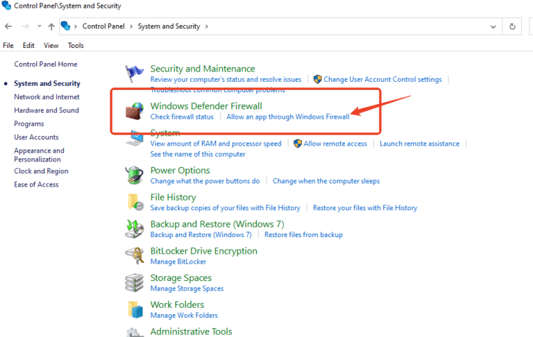 windows defender firewall