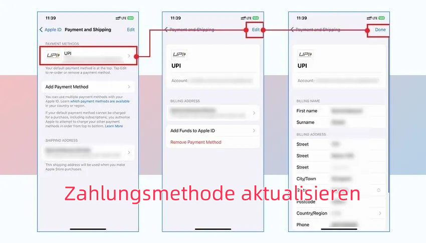 Zahlungsmethode aktualisieren