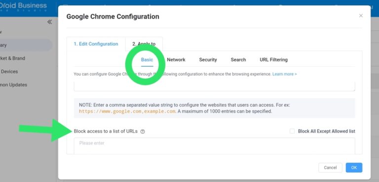 block access to specific sites