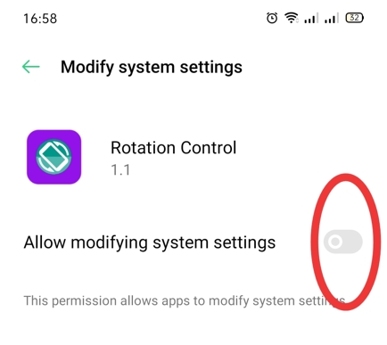 Allow rotation control to modify system settings