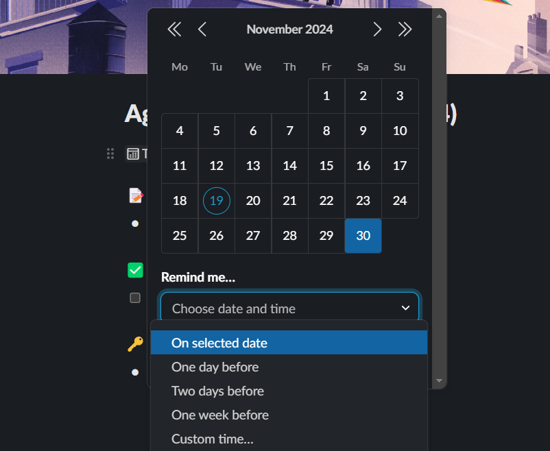 set canvas reminder