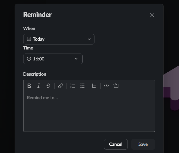 specify the content of the reminder