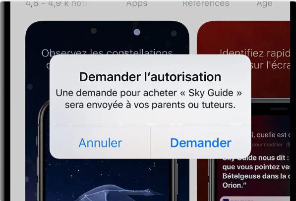 Demander l’autorisation d’achat iPhone