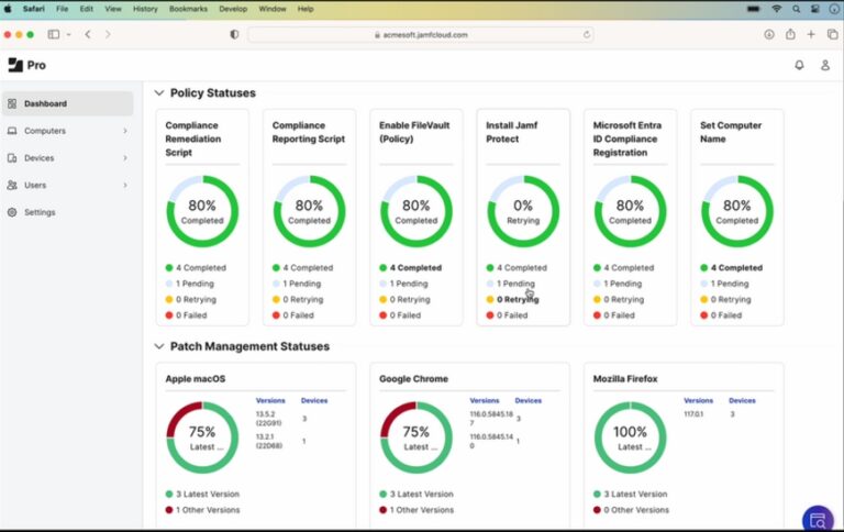 Jamf pro dashboard