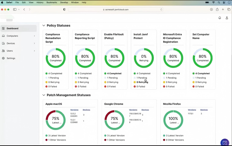 Jamf pro dashboard