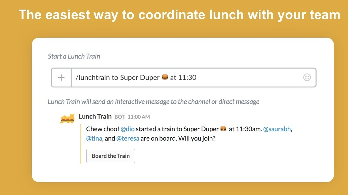 Lunch Train chatbot for Slack