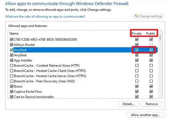 allow anydesk through firewall