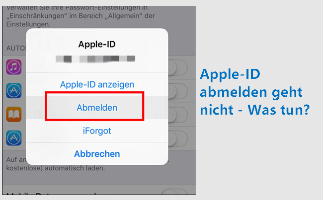 Abmelden und wieder bei Apple ID anmelden